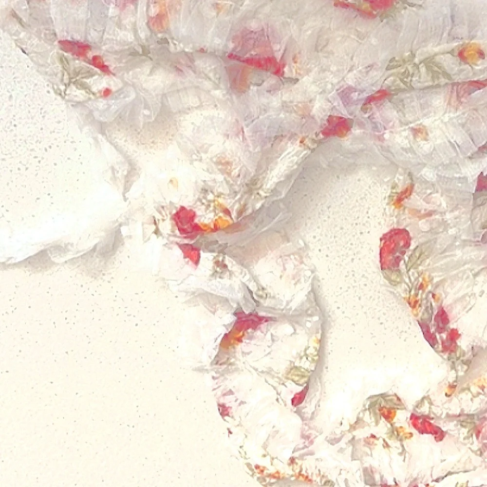 Scarf Lace Ivory Floral Red Orange print Lightweight Beachy Casual NEW